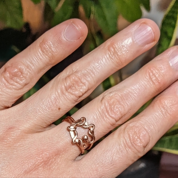 Art Nouveau Copper Ring Nature Inspired Jewelry - Picture 2 of 10